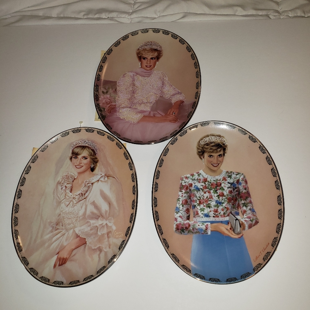 Set of 3 Diana Princess of Wales Oval Bradfor.